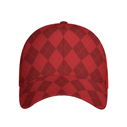 Red Argyle Pattern Print Baseball Cap