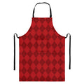 Red Argyle Pattern Print Bib Apron With Pocket