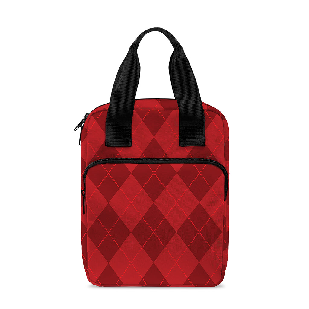 Red Argyle Pattern Print Bible Tote Bag