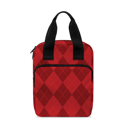 Red Argyle Pattern Print Bible Tote Bag