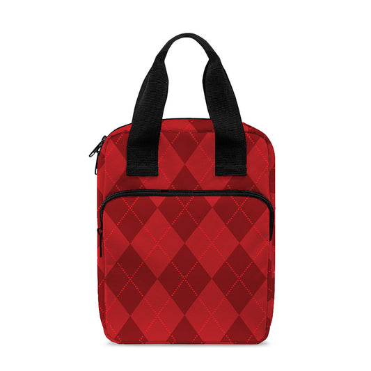 Red Argyle Pattern Print Bible Tote Bag