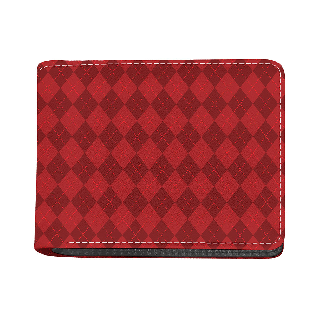 Red Argyle Pattern Print Bifold Wallet