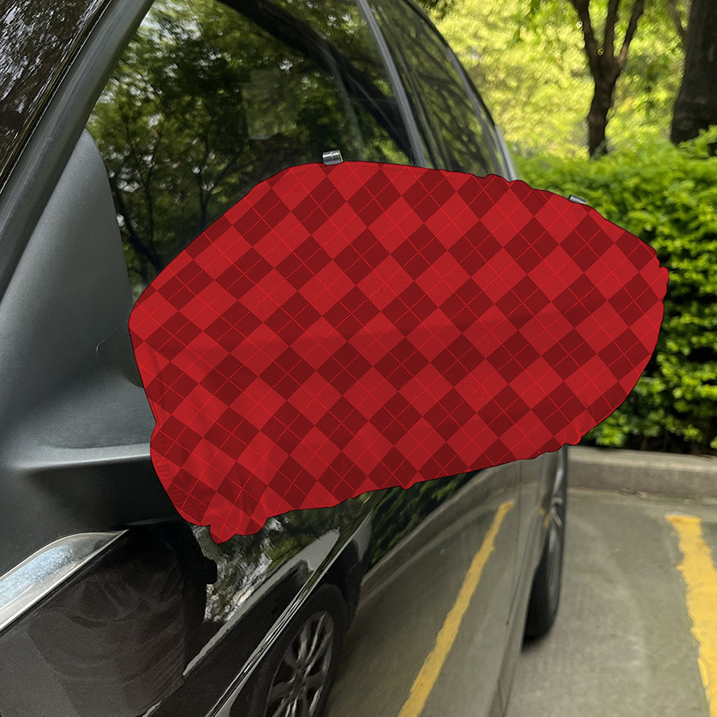 Red Argyle Pattern Print Car Side Mirror Covers