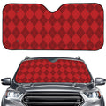 Red Argyle Pattern Print Car Windshield Sun Shade