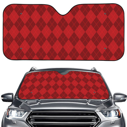 Red Argyle Pattern Print Car Windshield Sun Shade