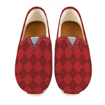 Red Argyle Pattern Print Casual Shoes