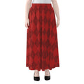 Red Argyle Pattern Print Chiffon Maxi Skirt