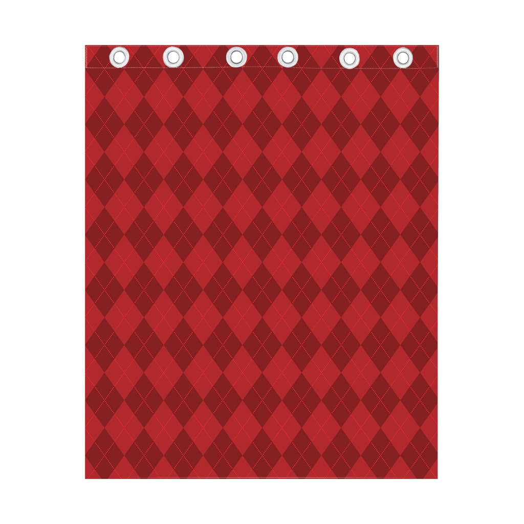 Red Argyle Pattern Print Curtain