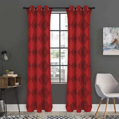 Red Argyle Pattern Print Curtain