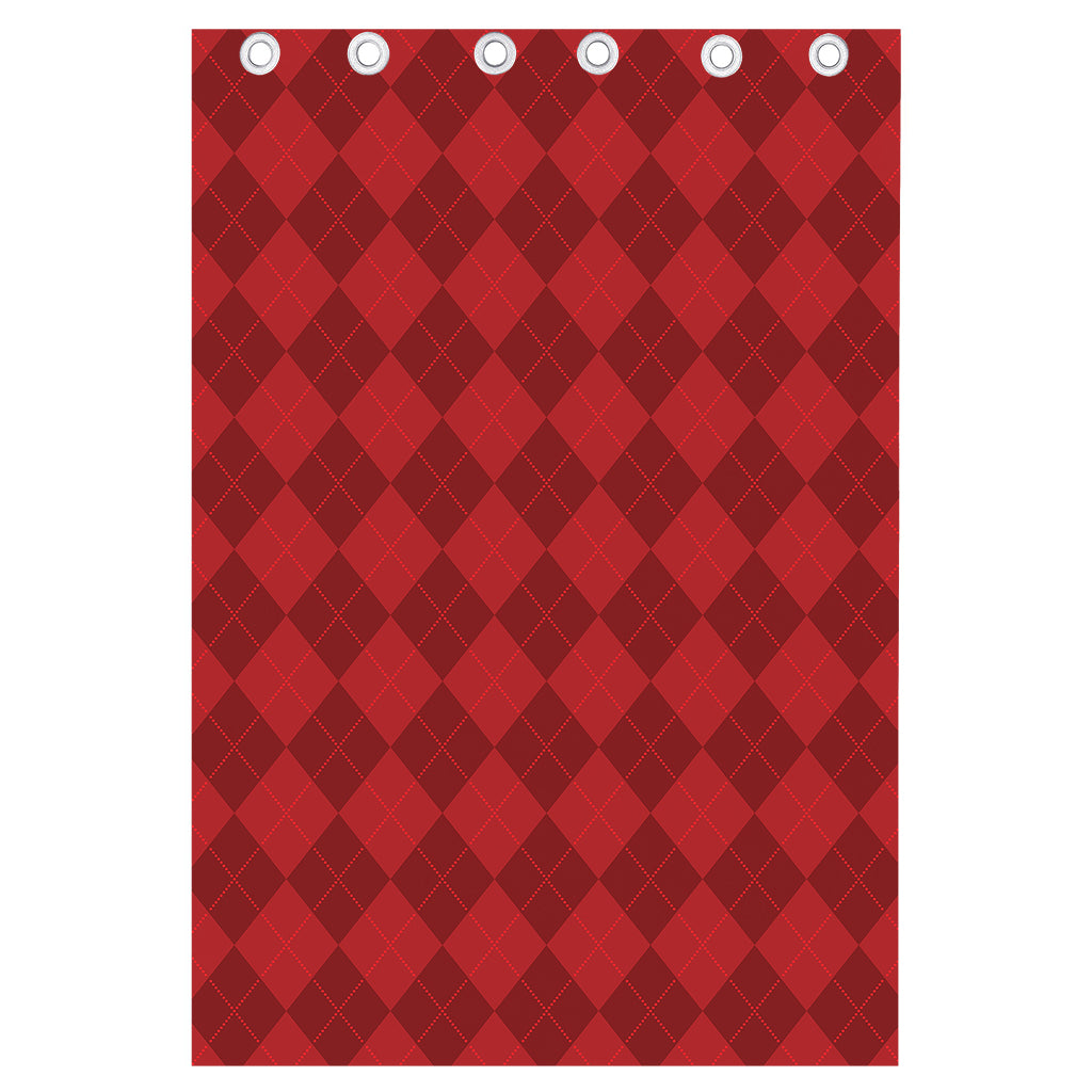 Red Argyle Pattern Print Curtain