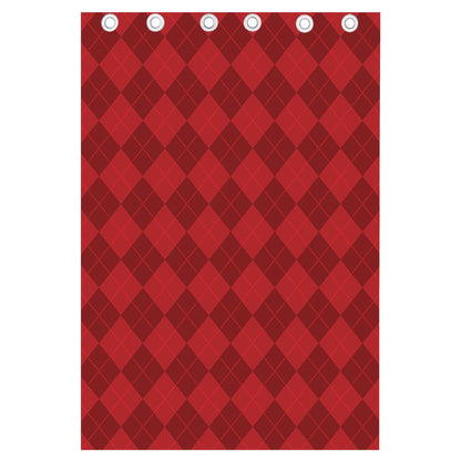 Red Argyle Pattern Print Curtain