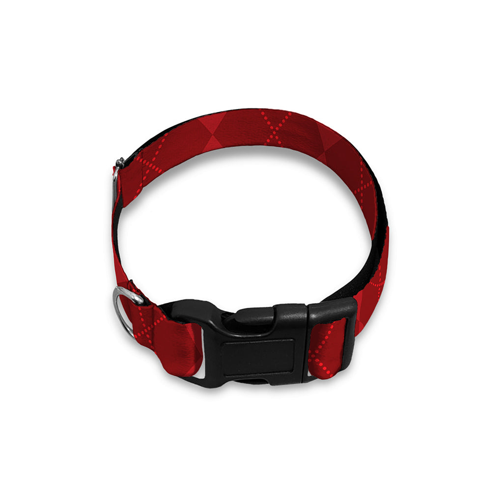 Red Argyle Pattern Print Dog Collar