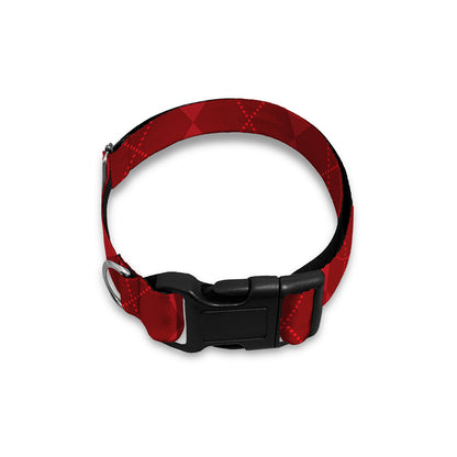 Red Argyle Pattern Print Dog Collar