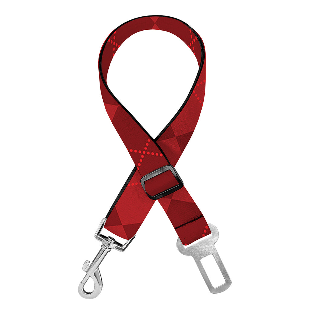 Red Argyle Pattern Print Dog Seat Belt