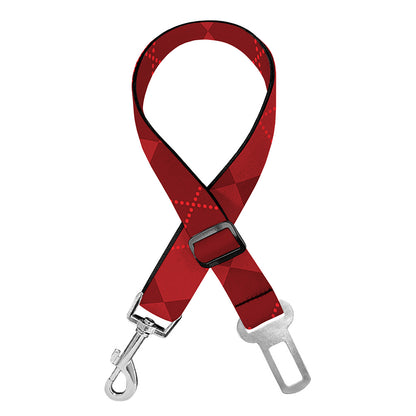 Red Argyle Pattern Print Dog Seat Belt