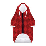 Red Argyle Pattern Print Dog Zip Up Hoodie
