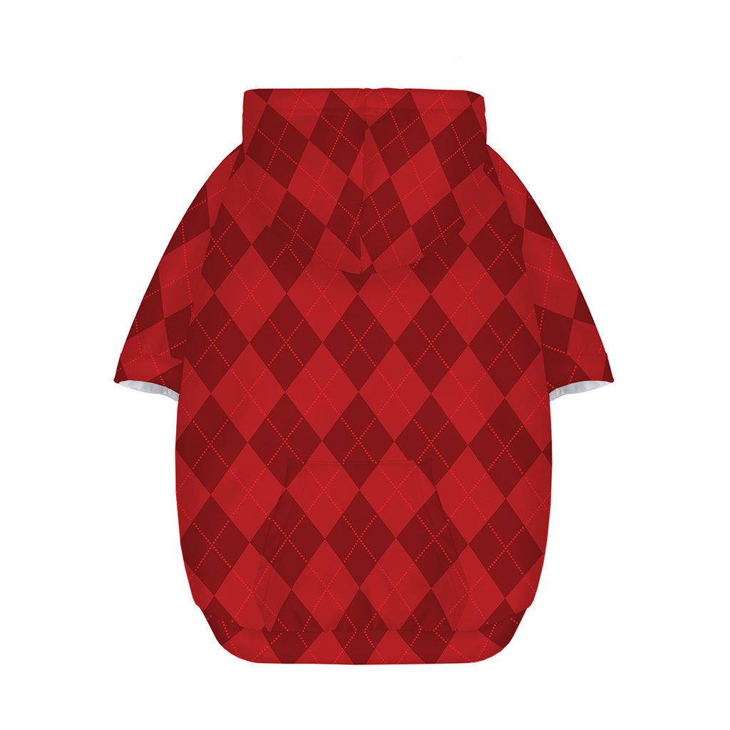 Red Argyle Pattern Print Dog Zip Up Hoodie