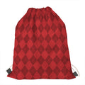 Red Argyle Pattern Print Drawstring Bag