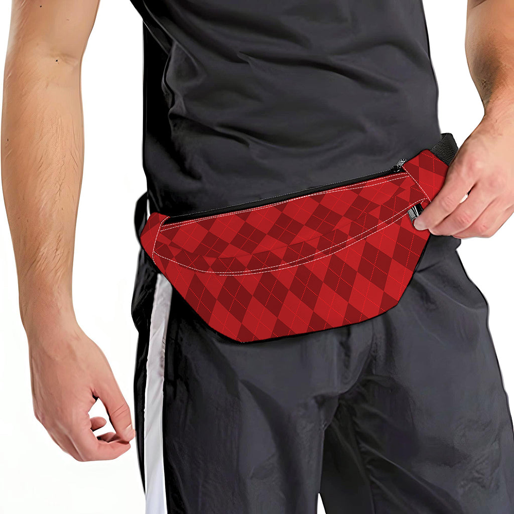 Red Argyle Pattern Print Fanny Pack