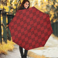 Red Argyle Pattern Print Foldable Umbrella