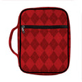 Red Argyle Pattern Print Front Pocket Bible Bag