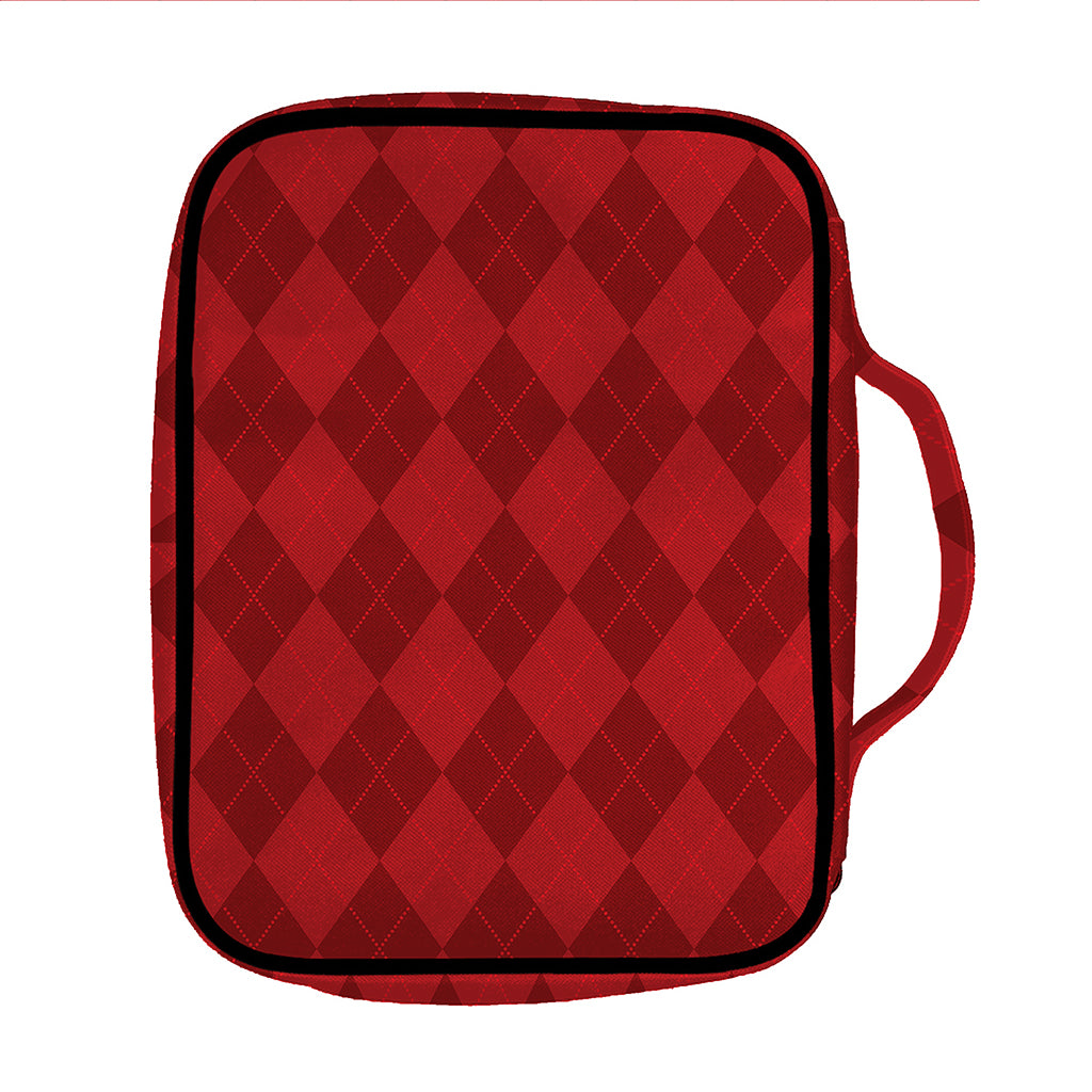Red Argyle Pattern Print Front Pocket Bible Bag