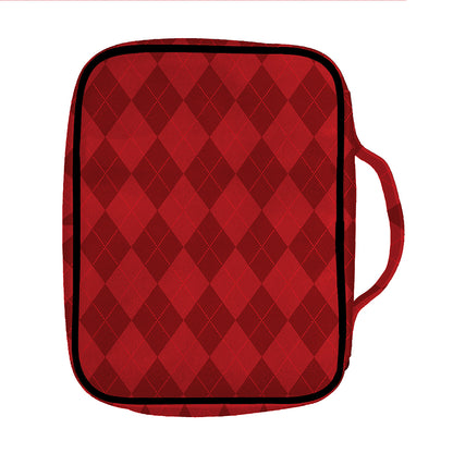 Red Argyle Pattern Print Front Pocket Bible Bag