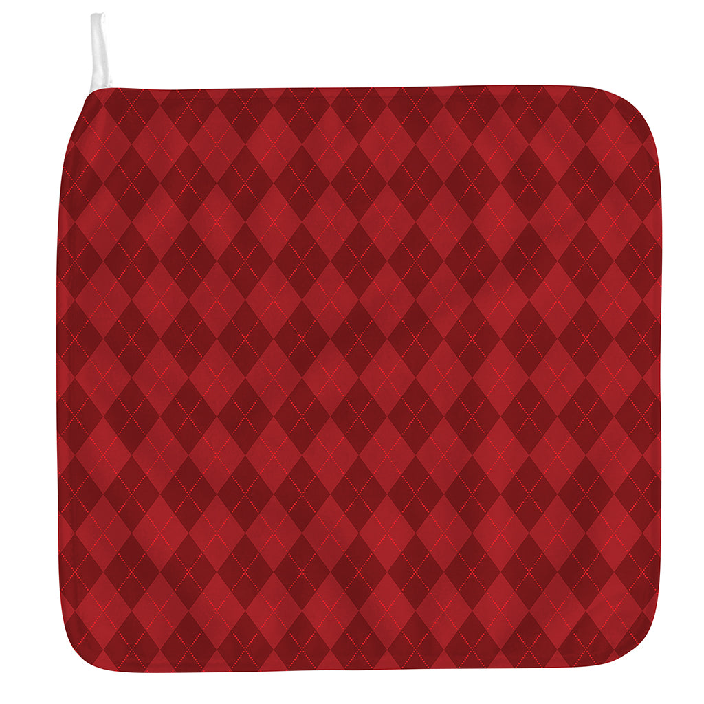 Red Argyle Pattern Print Hand Towel