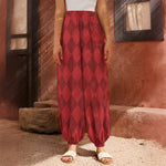 Red Argyle Pattern Print Harem Pants
