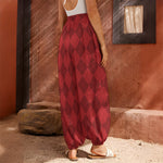 Red Argyle Pattern Print Harem Pants