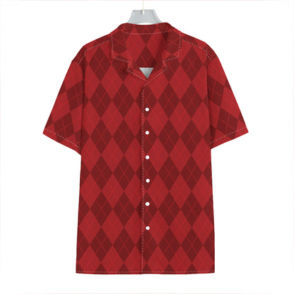 Red Argyle Pattern Print Hawaiian Shirt