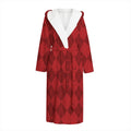 Red Argyle Pattern Print Hooded Bathrobe