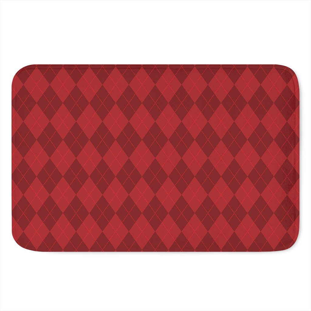 Red Argyle Pattern Print Indoor Door Mat
