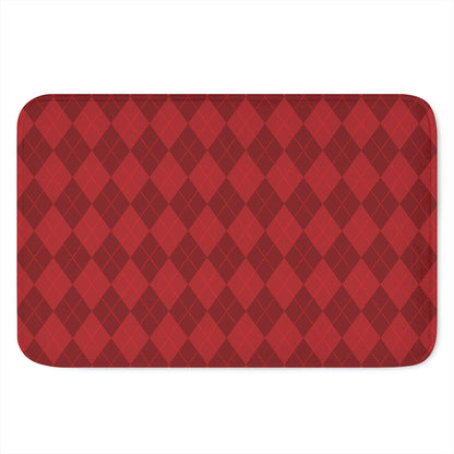 Red Argyle Pattern Print Indoor Door Mat