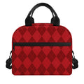 Red Argyle Pattern Print Insulated Lunch Bag
