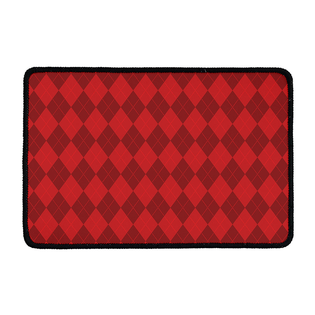 Red Argyle Pattern Print Kitchen Mat