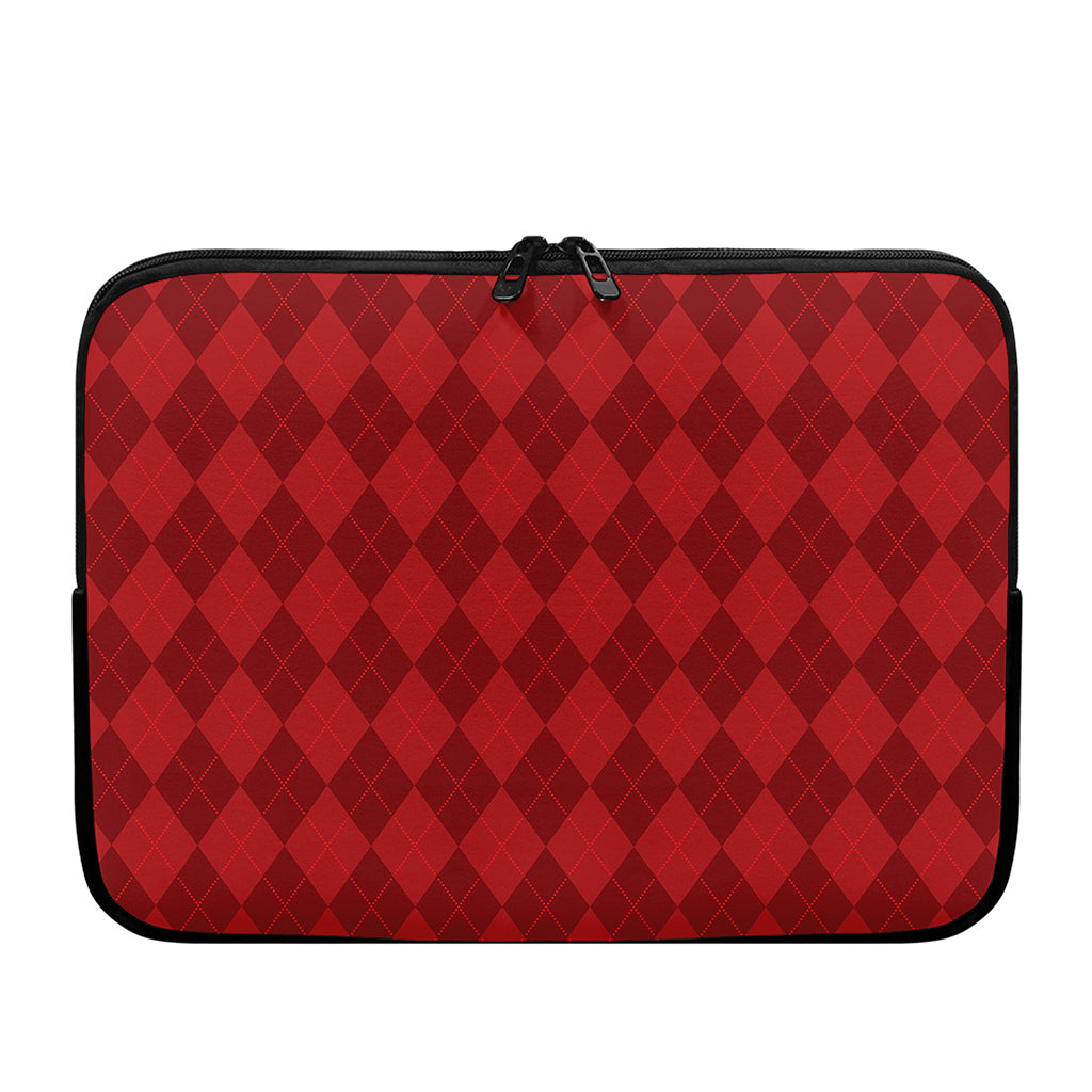 Red Argyle Pattern Print Laptop Sleeve