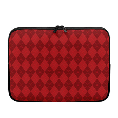 Red Argyle Pattern Print Laptop Sleeve