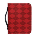 Red Argyle Pattern Print Leather Bible Cover