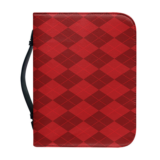 Red Argyle Pattern Print Leather Bible Cover