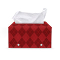 Red Argyle Pattern Print Leather Tissue Box Cover