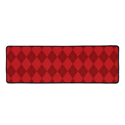 Red Argyle Pattern Print Long Kitchen Mat