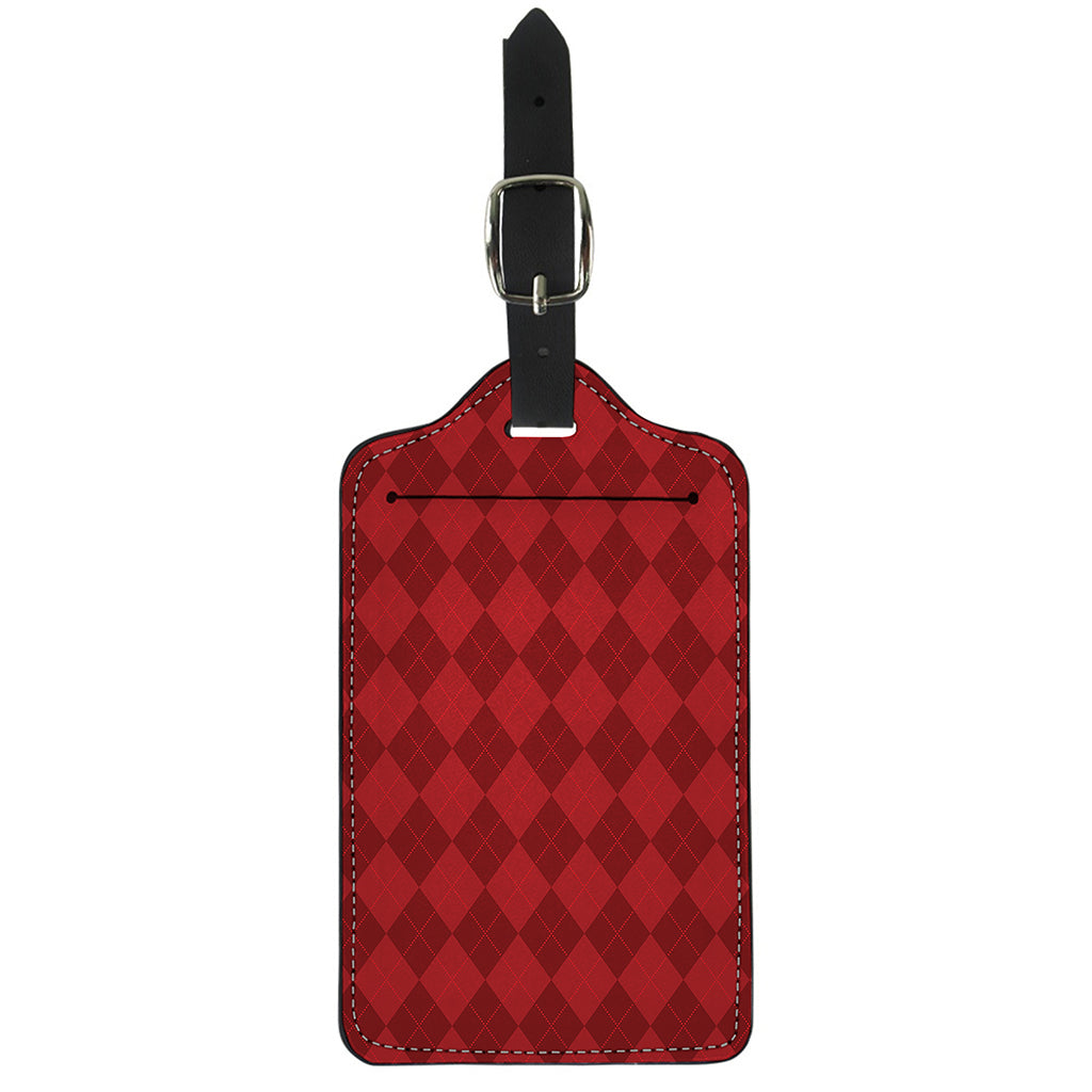 Red Argyle Pattern Print Luggage Tag