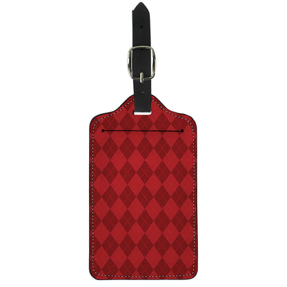Red Argyle Pattern Print Luggage Tag