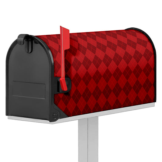 Red Argyle Pattern Print Mailbox Cover