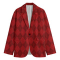 Red Argyle Pattern Print Men's Blazer