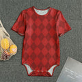 Red Argyle Pattern Print Men's Bodysuit