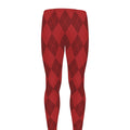 Red Argyle Pattern Print Men's Leggings
