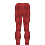 Red Argyle Pattern Print Men's leggings