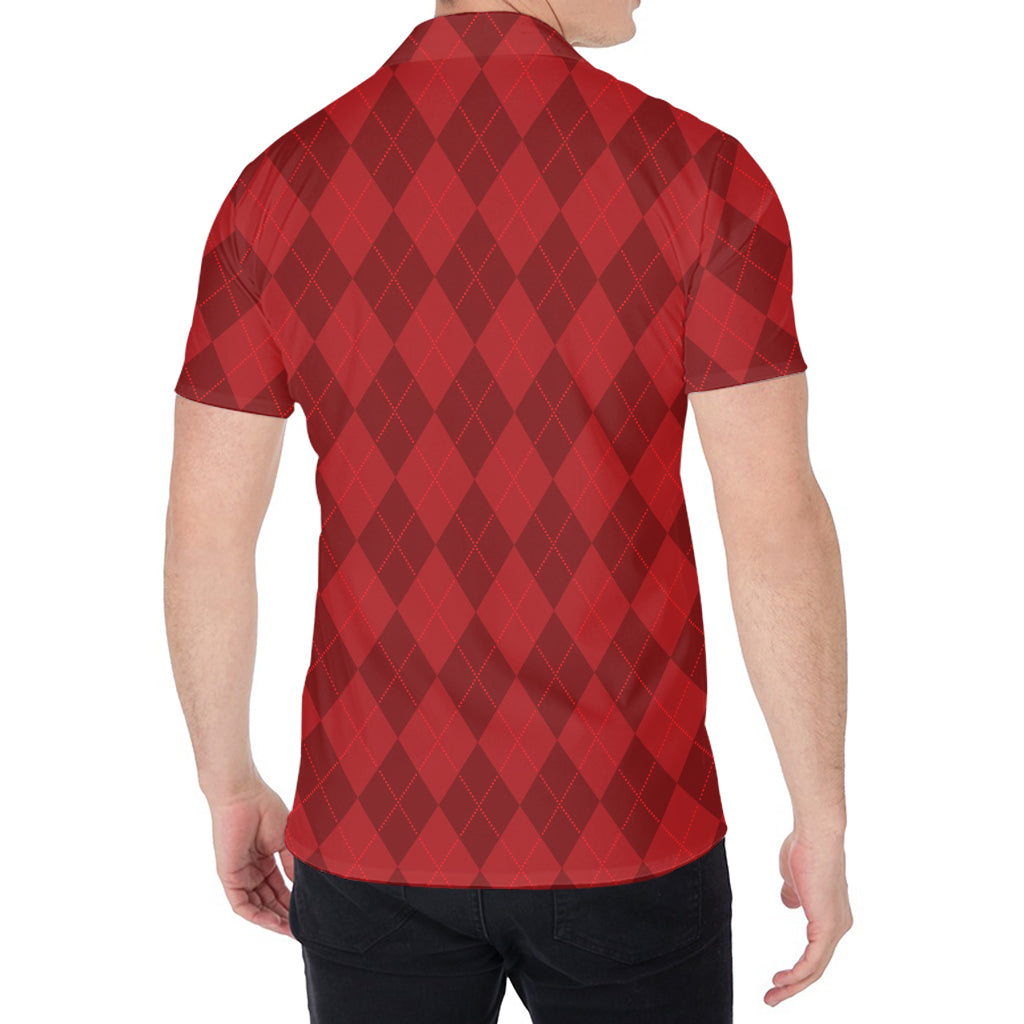 Red Argyle Pattern Print Men's Shirt